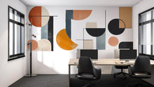 Load image into Gallery viewer, Modern Geometric Wall Decal for Offices – Abstract Shapes Vinyl Sticker Mural, Contemporary Workspace Decor, Large Removable Wall Art
