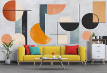 Load image into Gallery viewer, Modern Geometric Wall Decal for Offices – Abstract Shapes Vinyl Sticker Mural, Contemporary Workspace Decor, Large Removable Wall Art