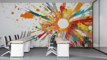 Load image into Gallery viewer, Abstract Sunburst Paint Splash Wall Decal – Large Colorful Modern Art Mural Sticker for Office, Creative Studio, Bedroom &amp; Living Room