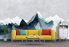 Load image into Gallery viewer, Geometric Mountain Wall Decal • Modern Mountain Range Wall Sticker • Large Office Wall Mural • Abstract Landscape Decor