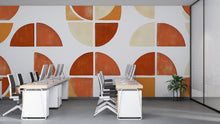Load image into Gallery viewer, Modern Geometric Half Circle Wall Decal • Abstract Shapes Office Decor • Large Peel &amp; Stick Mural • Mid Century Wall Sticker for Workspace