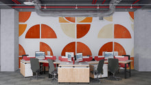Load image into Gallery viewer, Modern Geometric Half Circle Wall Decal • Abstract Shapes Office Decor • Large Peel &amp; Stick Mural • Mid Century Wall Sticker for Workspace