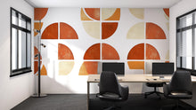 Load image into Gallery viewer, Modern Geometric Half Circle Wall Decal • Abstract Shapes Office Decor • Large Peel &amp; Stick Mural • Mid Century Wall Sticker for Workspace