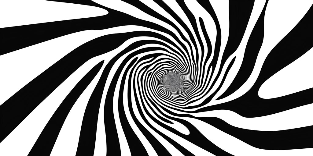 Hypnotic Swirl Wall Decal, Black And White Spiral Office Wall Art, Modern Large Abstract Sticker, Optical Illusion Mural For Workspace Decor