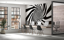 Load image into Gallery viewer, Hypnotic Swirl Wall Decal, Black And White Spiral Office Wall Art, Modern Large Abstract Sticker, Optical Illusion Mural For Workspace Decor
