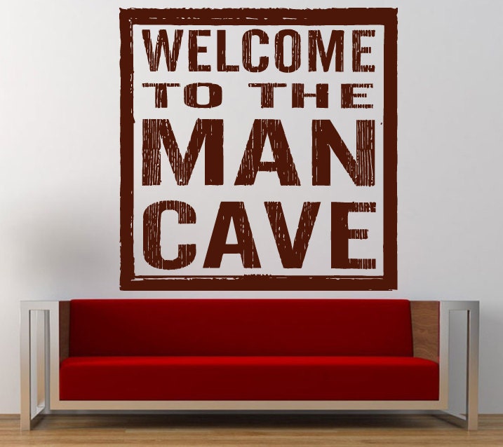 Man Cave Welcome To The Man Cave A Mans Room Wall Decal Sticker Vinyl Mural Leaving Bedroom Room Home Decor FREE SHIPPING L376