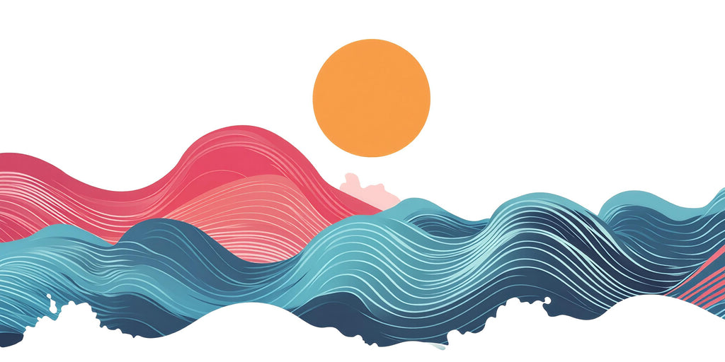 Sunset Ocean Wave Wall Decal – Large Vinyl Peel & Stick Wave Mural, Modern Colorful Sea Wall Sticker for Bedroom, Living Room, Nursery