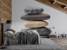 Load image into Gallery viewer, Stacked Stones Wall Decal • Large Zen Rock Mural for Bedroom • Spa Meditation Wall Art • Peel and Stick Stone Sticker • Calm Nature Decor