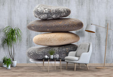 Load image into Gallery viewer, Stacked Stones Wall Decal • Large Zen Rock Mural for Bedroom • Spa Meditation Wall Art • Peel and Stick Stone Sticker • Calm Nature Decor