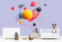 Load image into Gallery viewer, Kids Abstract Geometric Wall Decal • 3D Shapes Wall Sticker • Colorful Modern Nursery Mural • Playroom Decor • Removable Kids Wall Art