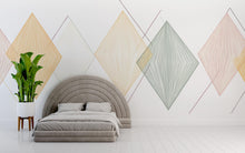Load image into Gallery viewer, Geometric Diamond Wall Decal • Modern Pastel Shapes Wall Sticker • Minimalist Line Art Decor • Bedroom Living Room Office Mural
