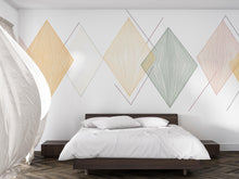 Load image into Gallery viewer, Geometric Diamond Wall Decal • Modern Pastel Shapes Wall Sticker • Minimalist Line Art Decor • Bedroom Living Room Office Mural