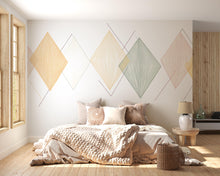 Load image into Gallery viewer, Geometric Diamond Wall Decal • Modern Pastel Shapes Wall Sticker • Minimalist Line Art Decor • Bedroom Living Room Office Mural