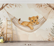 Load image into Gallery viewer, Baby Lion Nursery Wall Art, Watercolor Jungle Animal Print, Cute Lion Cub Illustration, Neutral Safari Nursery Decor, Kids Room Art 195DE