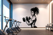 Load image into Gallery viewer, Gym Wall Decal Afro Girl Power fitness Quote Decor Workout Art Vinyl Gym Wall Stickers Bedroom Gym Workout Girl Motivation Crossfit 710LU