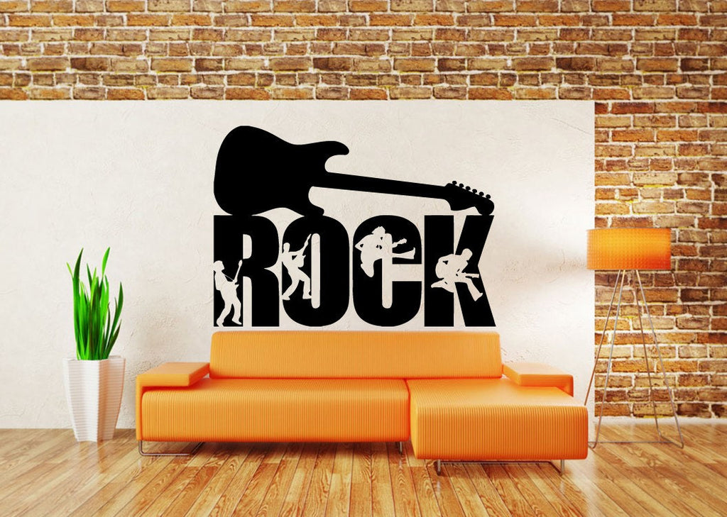 Wall Decal Vinyl Sticker Decals Peal And Stick Cheap Decor Art Guitar Rock And Roll Music Band People Playing Guitars L380