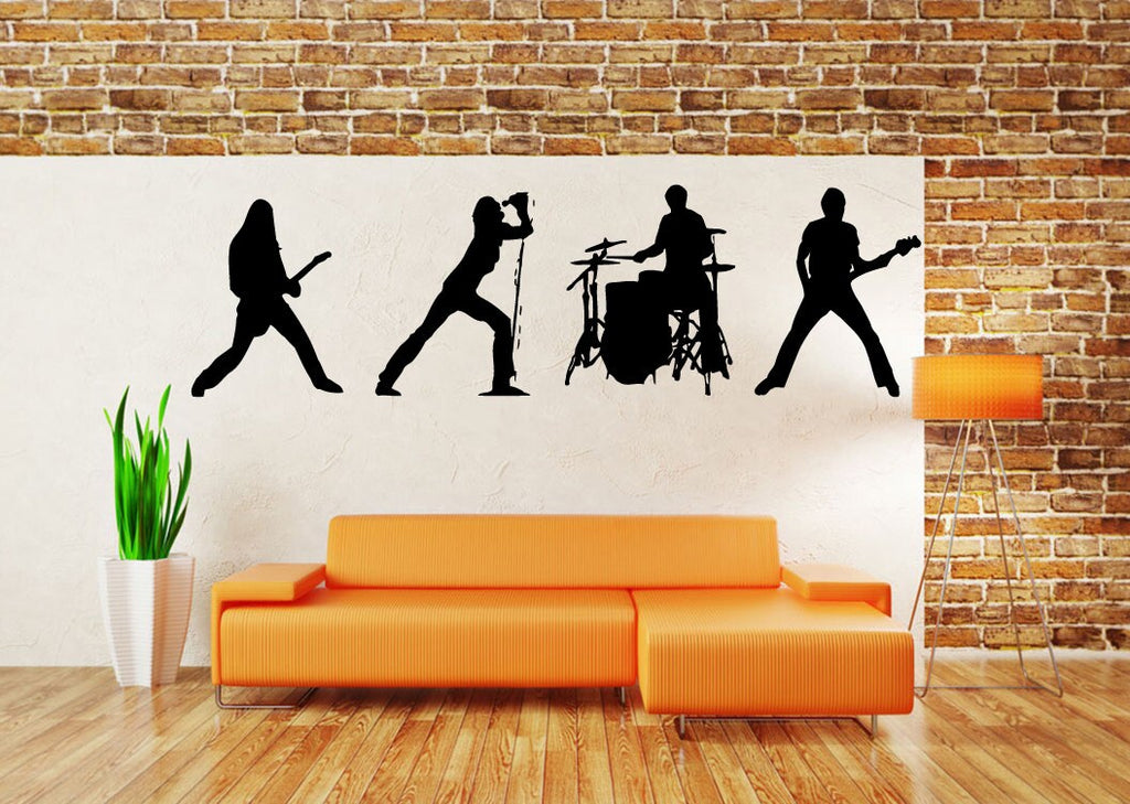 Wall Decal Vinyl Sticker Decals Peal And Stick Cheap Decor Art Music Rock Band Singer Guitar Man Drummer Vocalist Playing L381