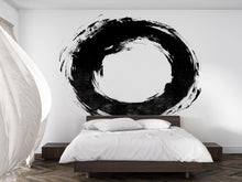 Load image into Gallery viewer, Zen Circle Wall Decal • Japanese Enso Brushstroke Sticker • Minimalist Black Ink Wall Art • Meditation Room Decor • Large Zen Circle Mural
