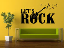 Load image into Gallery viewer, Wall Decal Vinyl Sticker Decals Peal And Stick Cheap Decor Art Let's Rock Words With Electric Music Musical Instrument Guitar Notes L383