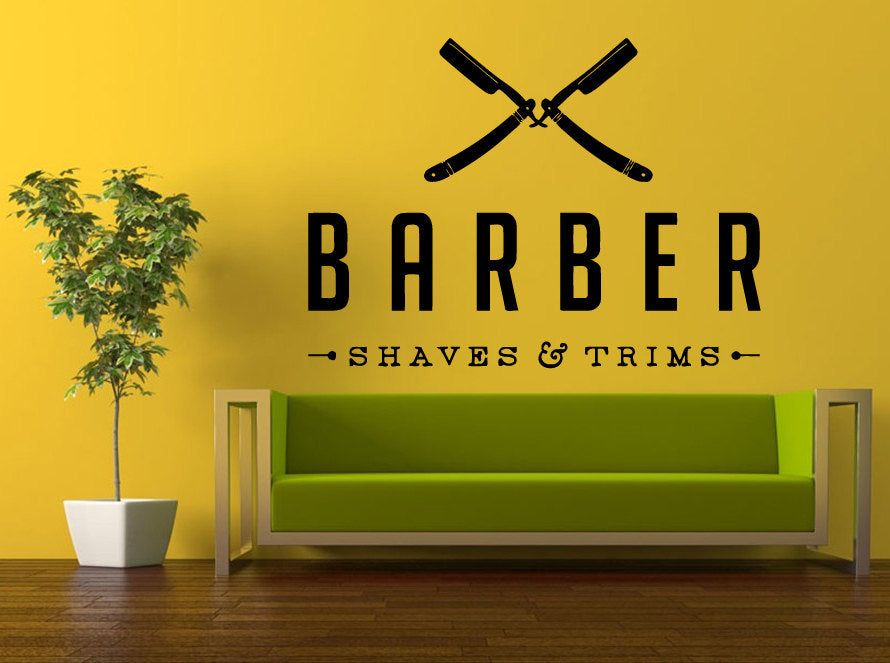 Wall Decal Vinyl Sticker Decals Peal And Stick Cheap Decor Art Hair Salon Beauty Barbershop Scissors Brush Barber Shaves & Trims L394