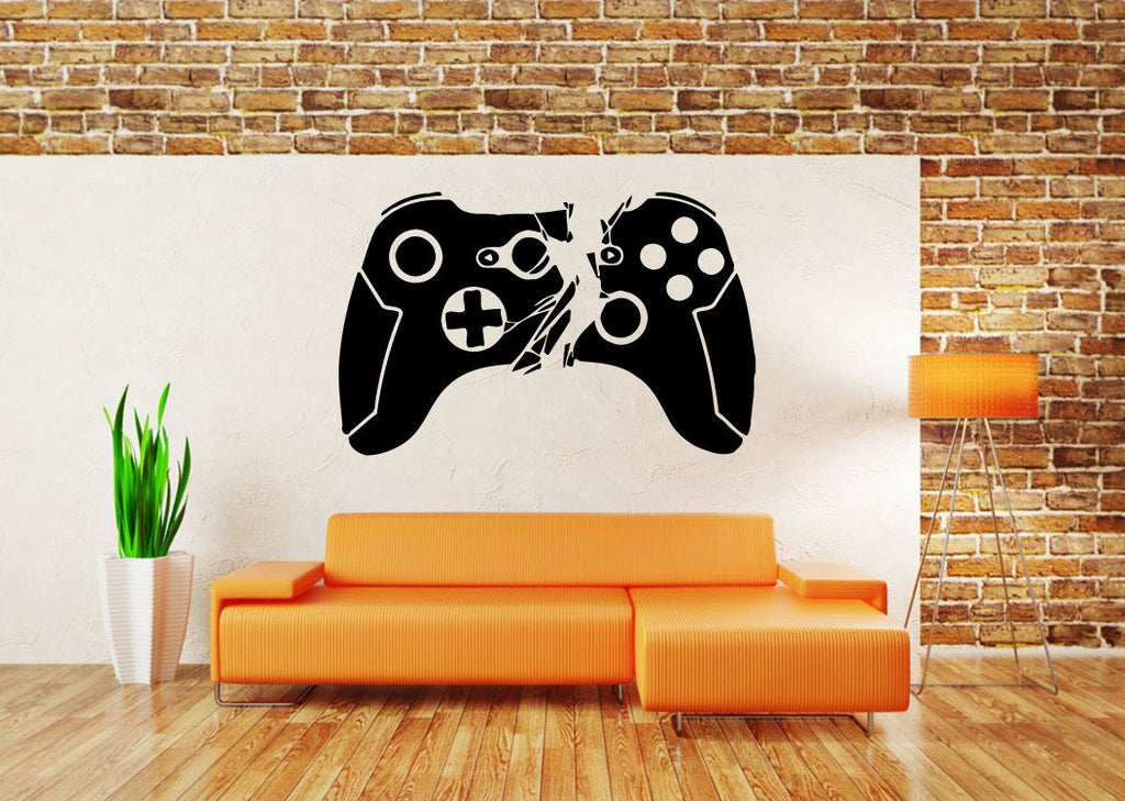 Wall Decal Vinyl Sticker Decals Peal And Stick Cheap Decor Art Gaming Games Game Controller Joystick Breaks Apart L377