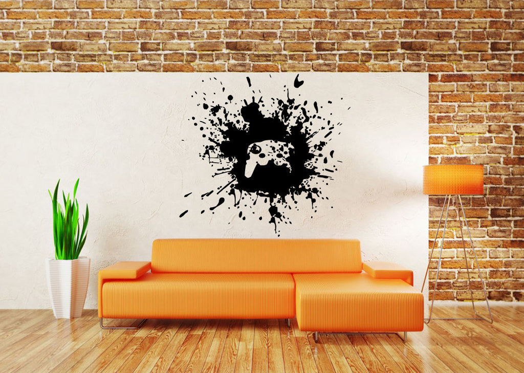 Video Game Room Joystick Controller Remote Splash Paint Wall or Car Sticker Vinyl Decal L378
