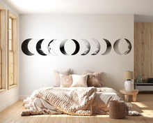 Load image into Gallery viewer, Moon Phases Wall Decal • Modern Minimalist Lunar Cycle Sticker • Boho Bedroom Wall Art • Celestial Decor for Meditation Room • Moon Wall
