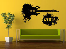 Load image into Gallery viewer, Wall Decal Vinyl Sticker Decals Peal And Stick Cheap Decor Art Rock Word In Splash With Abstract Electric Music Guitar Rock N Roll  L384