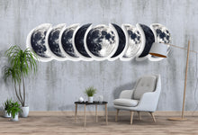Load image into Gallery viewer, Moon Phases Wall Decal • Realistic Lunar Cycle Sticker • Celestial Moon Art for Living Room &amp; Bedroom • Boho Modern Wall Decor • Moon Phase