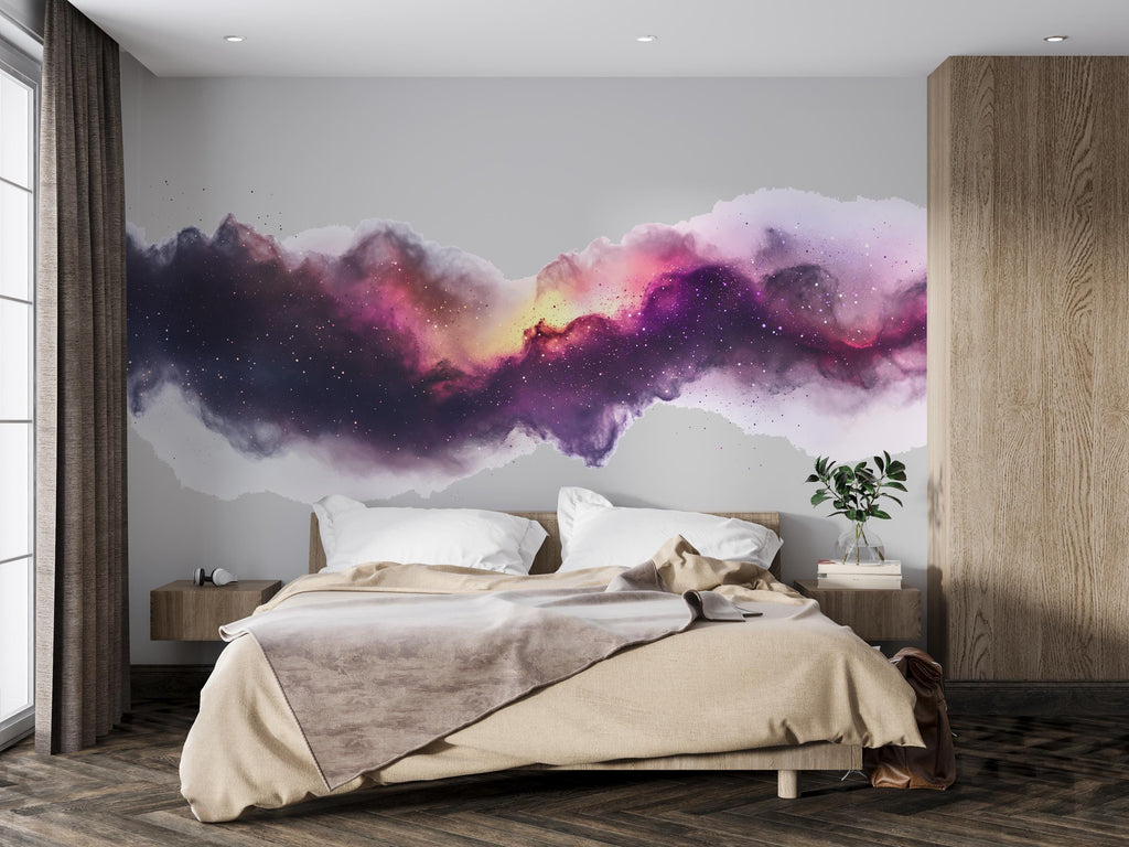 Galaxy Nebula Wall Decal • Cosmic Space Wall Art Sticker for Bedroom & Living Room • Starry Sky Mural • Celestial Removable Wall Decor