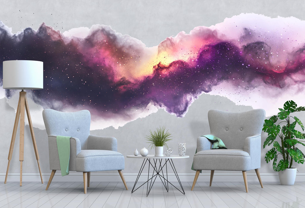 Galaxy Nebula Wall Decal • Cosmic Space Wall Art Sticker for Bedroom & Living Room • Starry Sky Mural • Celestial Removable Wall Decor