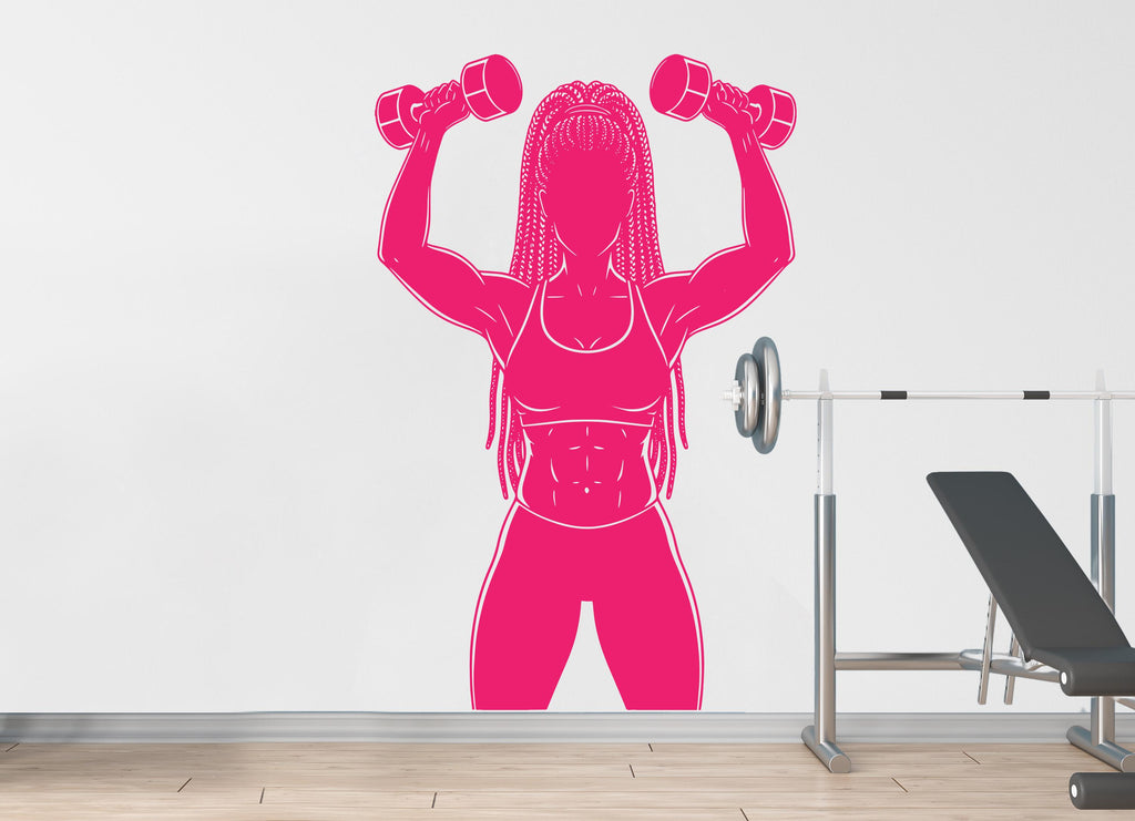 Afro American Girl Locs Gym Wall Decal Power fitness Women Squat Decor Workout Art Vinyl Wall Stickers Bedroom 185DE