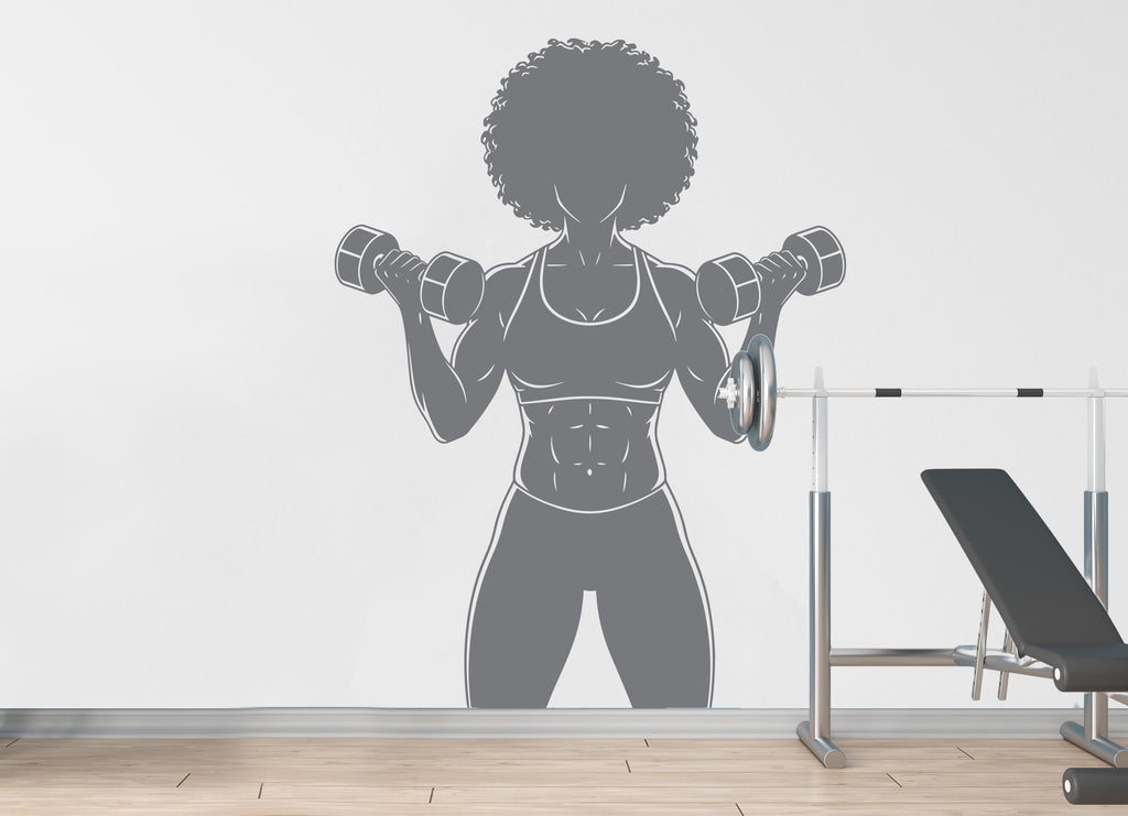 Girl Gym Wall Decal Power fitness Women Squat Decor Workout Art Vinyl Wall Stickers Bedroom 187DE