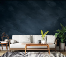 Load image into Gallery viewer, Midnight Navy Limewash Wallpaper Mural – Dark Blue Textured Wall, Slate &amp; Ink Blue Cloudy Gradient, Modern Moody Interior Wall Art 188DE