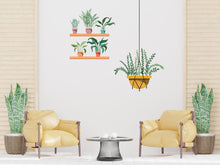 Load image into Gallery viewer, Hanging Plants in Pots wall vinyl sticker decal, Plants wall decoration, Flower plant wall decal, Living Room decor, Mural decoration 708LU