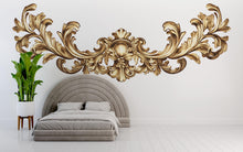 Load image into Gallery viewer, Golden Baroque Wall Decal, Ornamental Wall Sticker, Luxury Decor Mural, Classical Scroll Design, Elegant Bedroom Wall Art Sticker