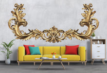 Load image into Gallery viewer, Golden Baroque Wall Decal, Ornate Gold Scroll Sticker, Luxury Wall Mural, Elegant Accent Wall Decor, Classical Home Decor