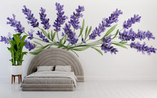 Load image into Gallery viewer, Lavender Wall Decal, Large Floral Wall Sticker, Watercolor Lavender Mural, Botanical Bedroom Decor, Peel and Stick Flower Art, Cottagecore