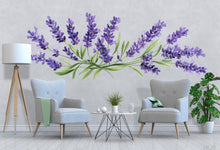 Load image into Gallery viewer, Lavender Wall Decal, Large Floral Wall Sticker, Watercolor Lavender Mural, Botanical Bedroom Decor, Peel and Stick Flower Art, Cottagecore