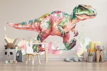 Load image into Gallery viewer, Watercolor Dinosaur Wall Decal | Colorful Kids Room Wall Sticker | Nursery Dino Mural | Large Removable T-Rex Art for Playroom &amp; Baby Room