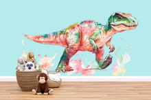 Load image into Gallery viewer, Watercolor Dinosaur Wall Decal | Colorful Kids Room Wall Sticker | Nursery Dino Mural | Large Removable T-Rex Art for Playroom &amp; Baby Room