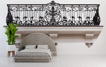 Load image into Gallery viewer, Ornate Balcony Wall Decal, 3D Architectural Wall Sticker, Luxury Iron Railing Mural, Elegant Bedroom Accent Decor, Peel and Stick Wall Art