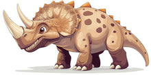 Load image into Gallery viewer, Cute Cartoon Dinosaur Wall Decal for Kids Room | Triceratops Nursery Wall Sticker | Large Removable Dino Mural for Boys Bedroom, Playroom