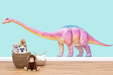Load image into Gallery viewer, Rainbow Brachiosaurus Dinosaur Wall Decal for Kids Room | Large Dino Nursery Wall Sticker | Colorful Removable Dinosaur Mural for Boy Girl