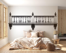 Load image into Gallery viewer, Elegant Balcony Wall Decal, Faux Iron Railing Wall Sticker, 3D Architectural Wall Mural, Luxury Bedroom Accent Decor, Peel &amp; Stick Wall Art