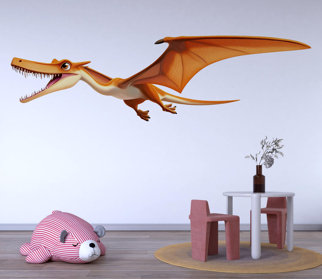 Flying Pterodactyl Dinosaur Wall Decal for Kids Room | Large Dino Nursery Wall Sticker | Removable Flying Dinosaur Mural for Boy Girl