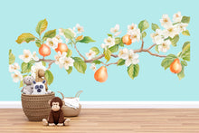 Load image into Gallery viewer, Pear Blossom Wall Decal, Flowering Branch Wall Sticker, Nursery Fruit Tree Mural, Botanical Peel &amp; Stick Wall Art, Kids Room Nature Decor
