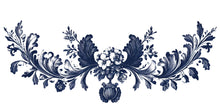 Load image into Gallery viewer, Navy Ornamental Floral Wall Decal • Vintage Baroque Wall Sticker • Elegant Bedroom Mural • Peel &amp; Stick Floral Decor • Large Wall Art Decal