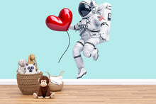 Load image into Gallery viewer, Astronaut Heart Balloon Wall Decal | Space Kids Room Sticker | Cute Floating Astronaut Nursery Decor | Removable Space Wall Art | Playroom