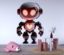 Load image into Gallery viewer, Cute Robot Wall Decal With Glowing Heart | Kids Room Robot Sticker | Sci-Fi Nursery Decor | Futuristic Robot Art for Playroom &amp; Bedroom